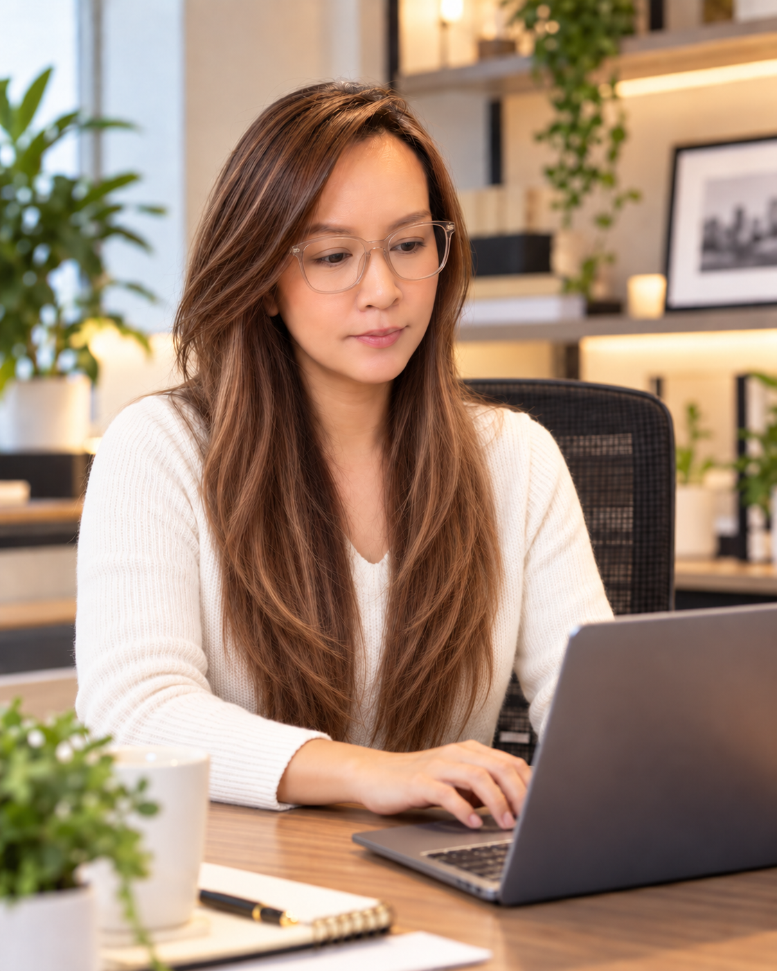 Lynn at her workspace